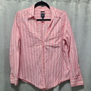 GAP Pink‎ Striped Button-Up Shirt Womens Size Large